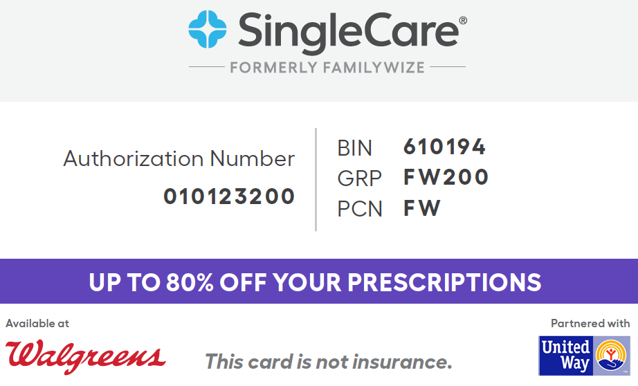 SingleCare Rx card